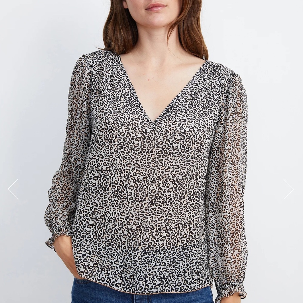 Velvet Leopard Print Blouse